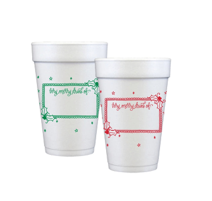 MERRY CHRISTMAS YA'LL FOAM CUPS-RED/GREEN