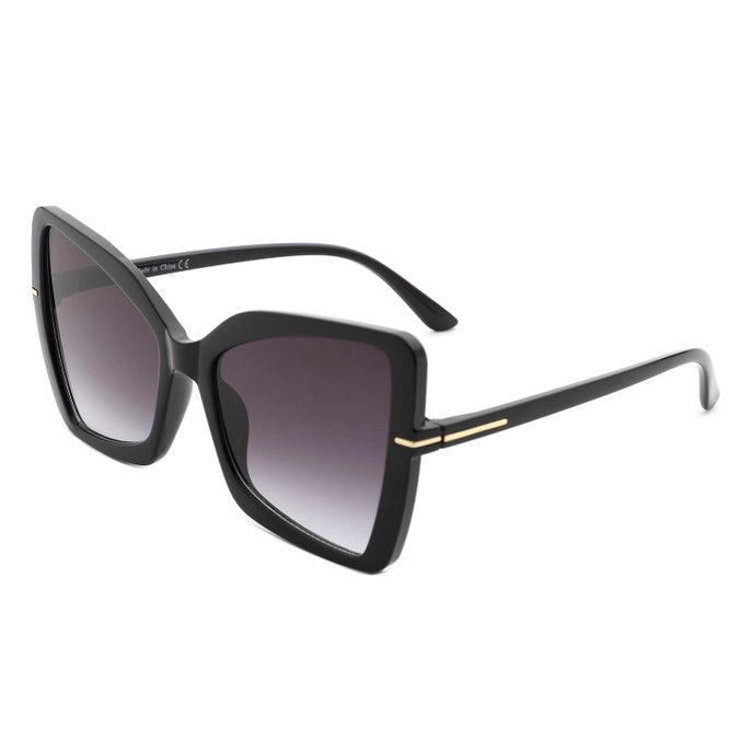 OVERSIZED BUTTERFLY CAT EYE SUNGLASSES-BLACK