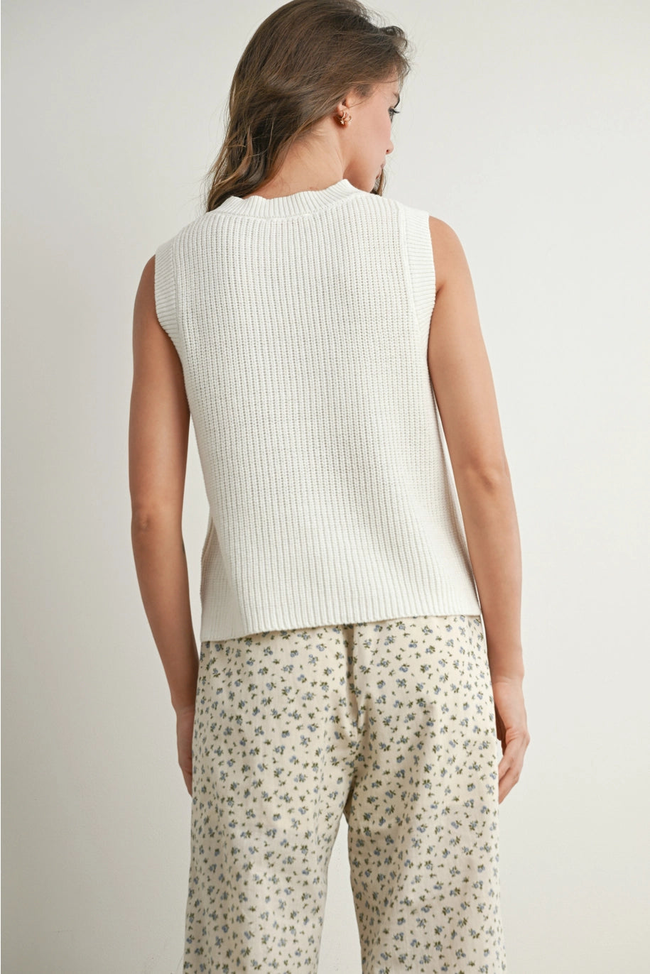 FLAG PRINT KNITTED TANK TOP-IVORY/MULTI