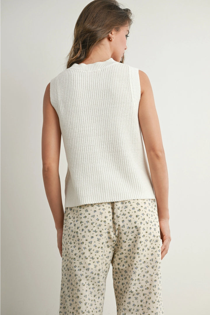 FLAG PRINT KNITTED TANK TOP-IVORY/MULTI