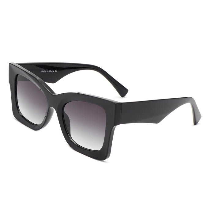 RETRO SQUARE CAT EYE SUNGLASSES-BLACK