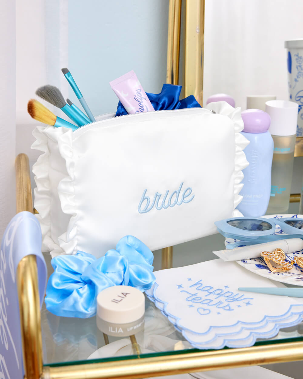 BRIDE EMBROIDERED COSMETIC BAG