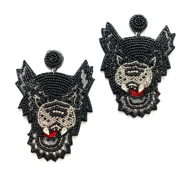 BEADED WOLF EARRINGS