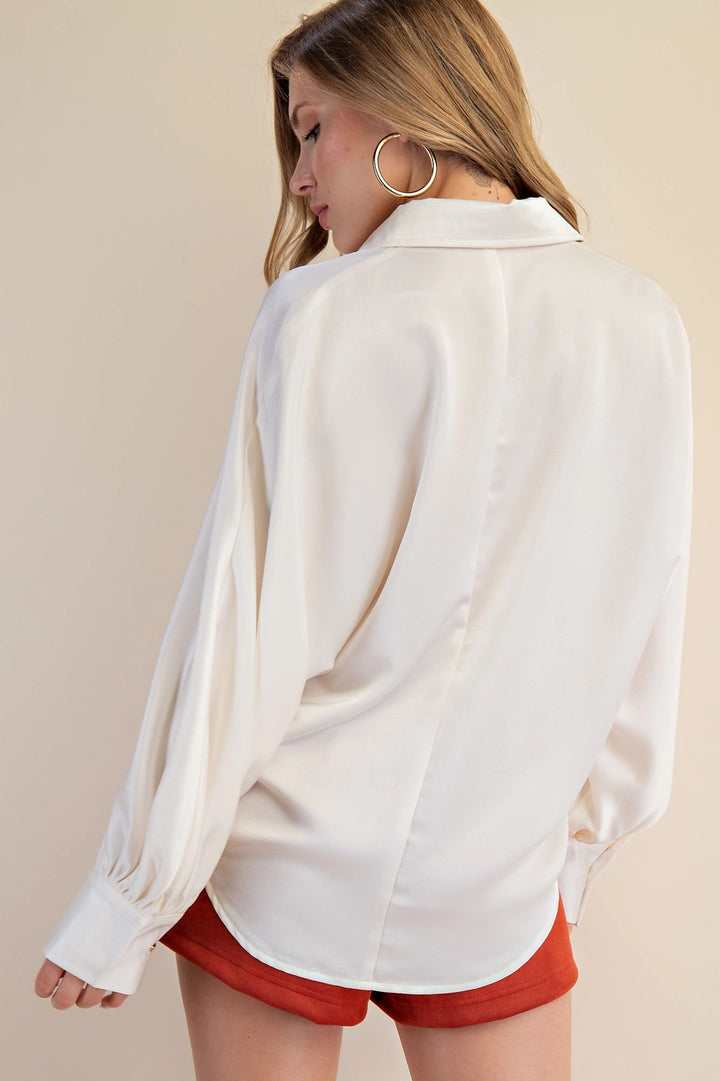 VOLUMINOUS SLEEVE BLOUSE-IVORY