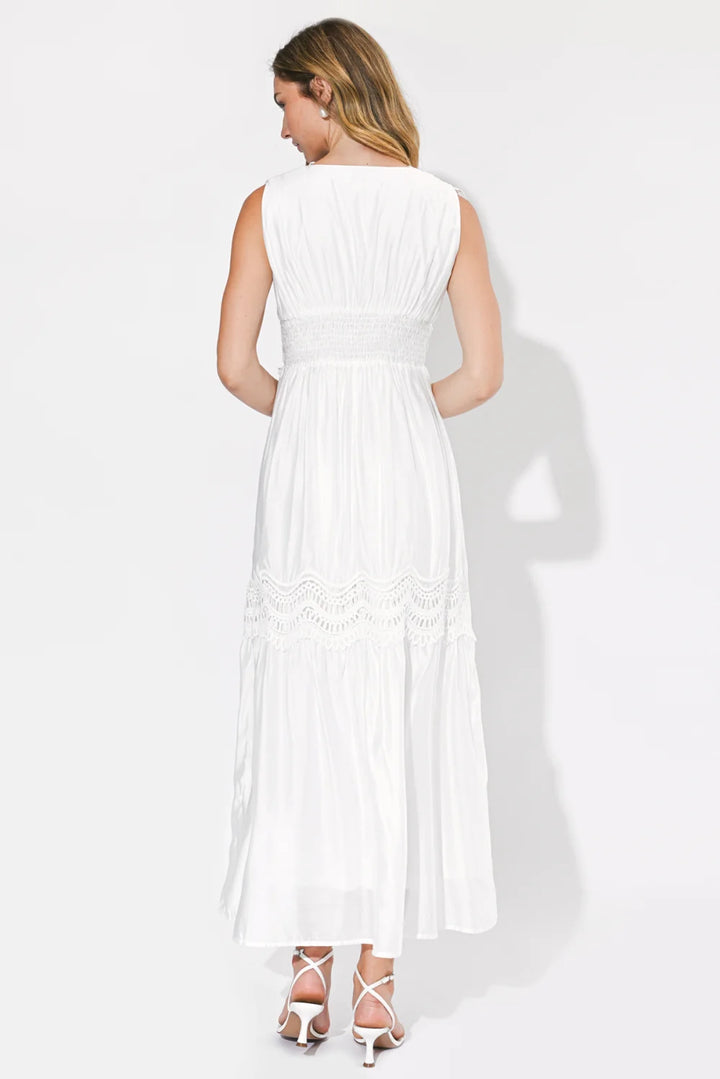 CHARLOTTE LACE CONTRAST MAXI DRESS-WHITE