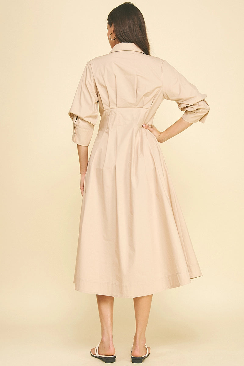 TUCK DETAIL MAXI DRESS-OAT