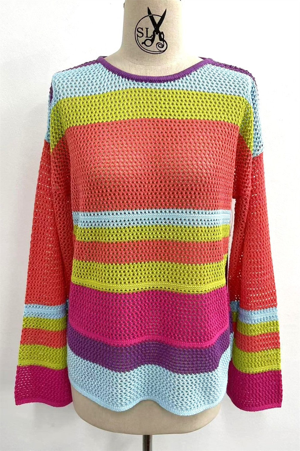 STRIPED KNIT TOP-MULTI