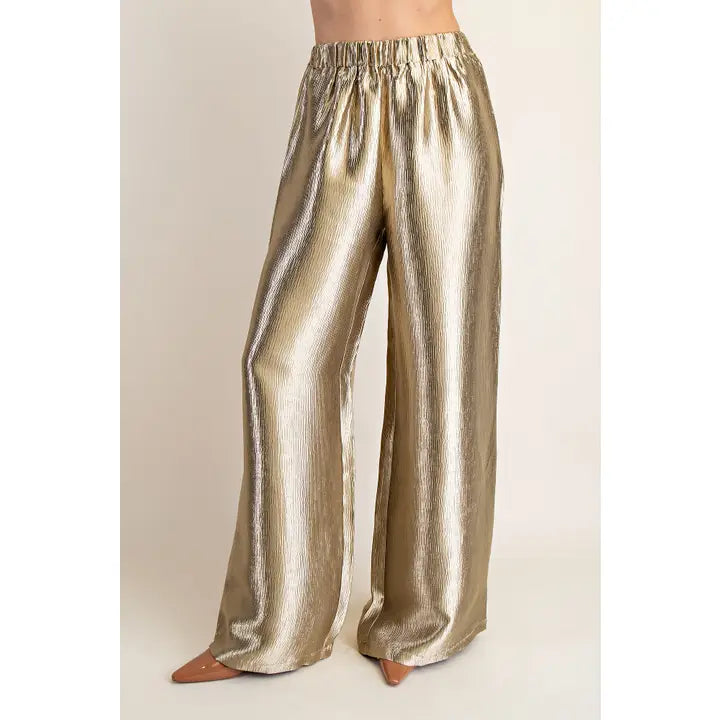 HOLIDAY FOIL WIDE LEG PANT-GOLD