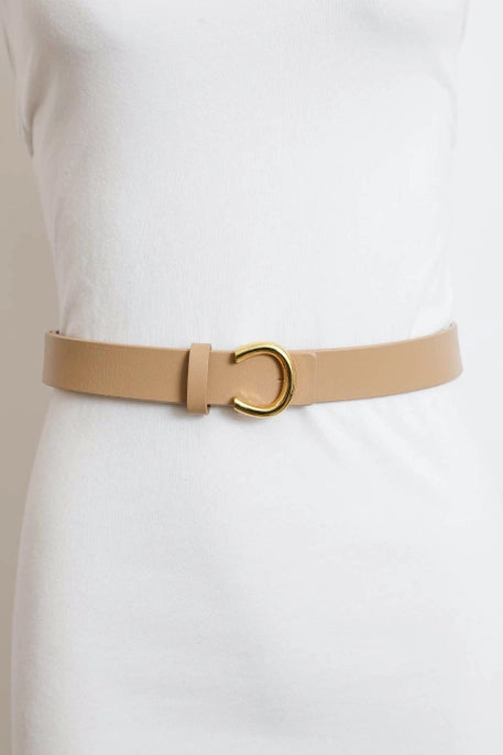 MINIMALIST GOLD HORSESHOE BELT-BEIGE