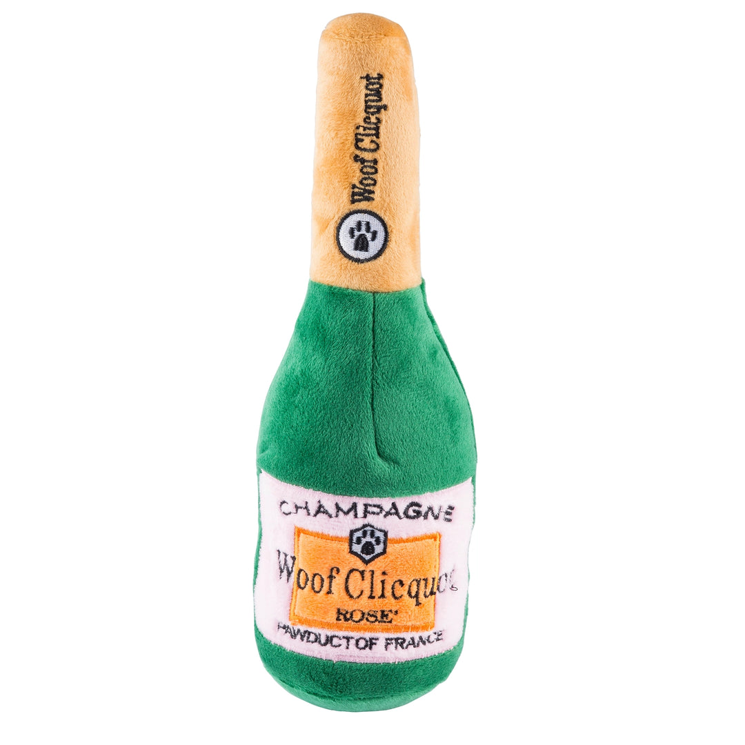 LARGE WOOF CLICQUOT CHAMPAGNE BOTTLE SQUEAKER DOG TOY