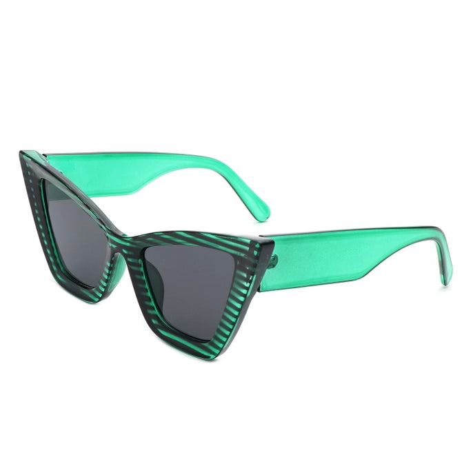 RETRO SQUARE HIGH POINTED CAT EYE SUNGLASSES-GREEN