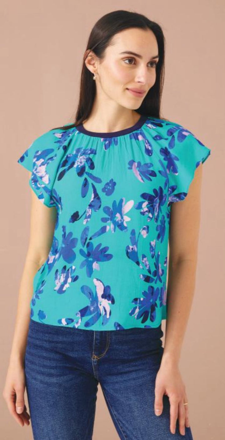 ERICA TOP-JADE MARBLE FLORAL