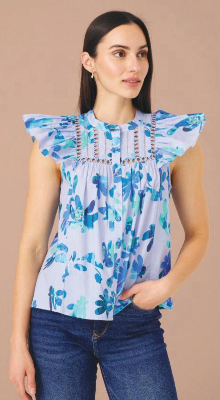 JOMARIE TOP CORNFLOWER MARBLE FLORAL