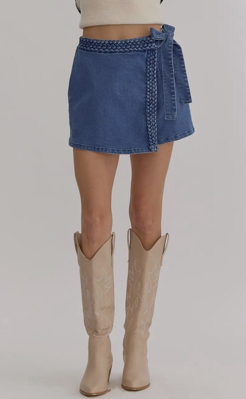 KACEY WRAP SKORT-DENIM