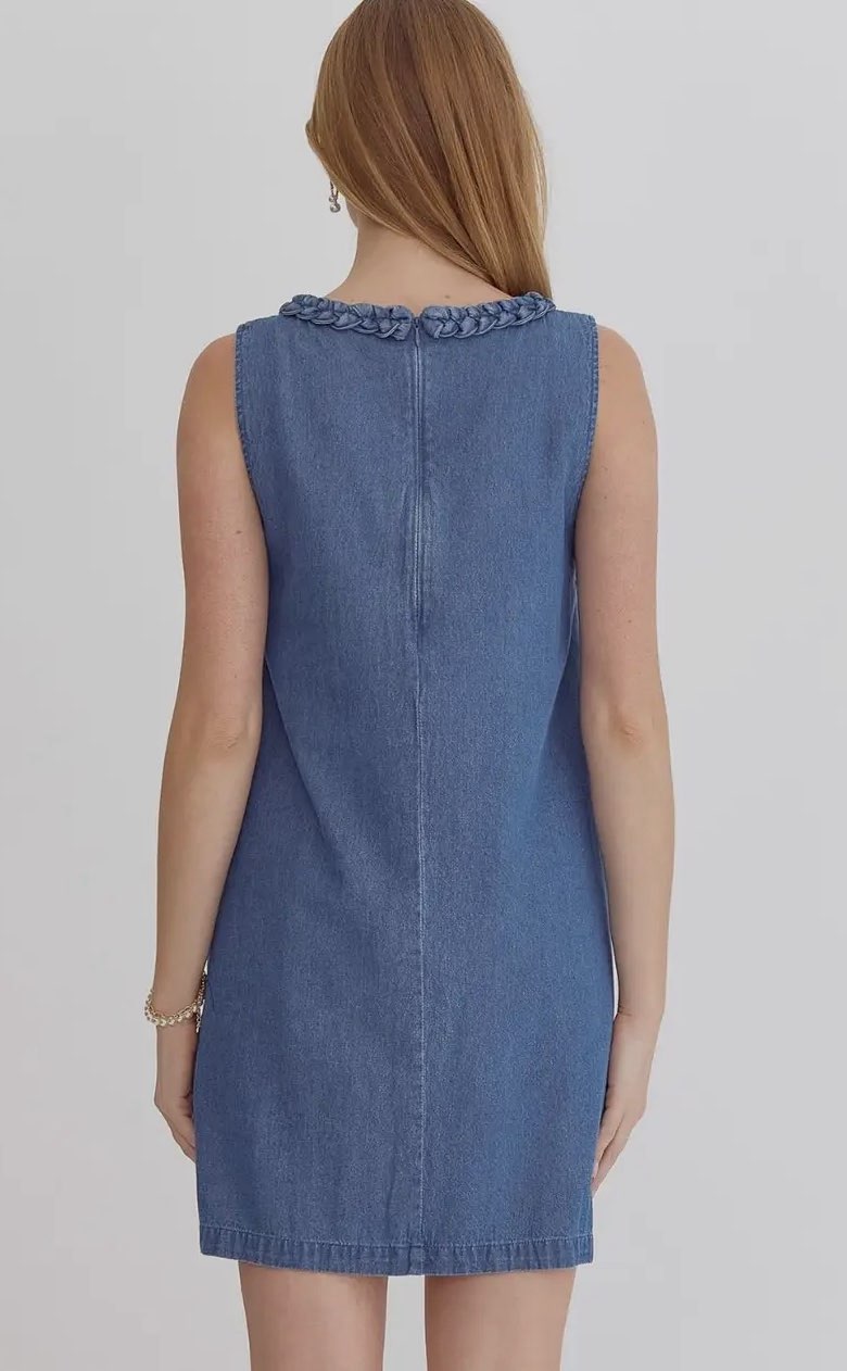 BETH DENIM SLEEVELESS MINI DRESS-DENIM