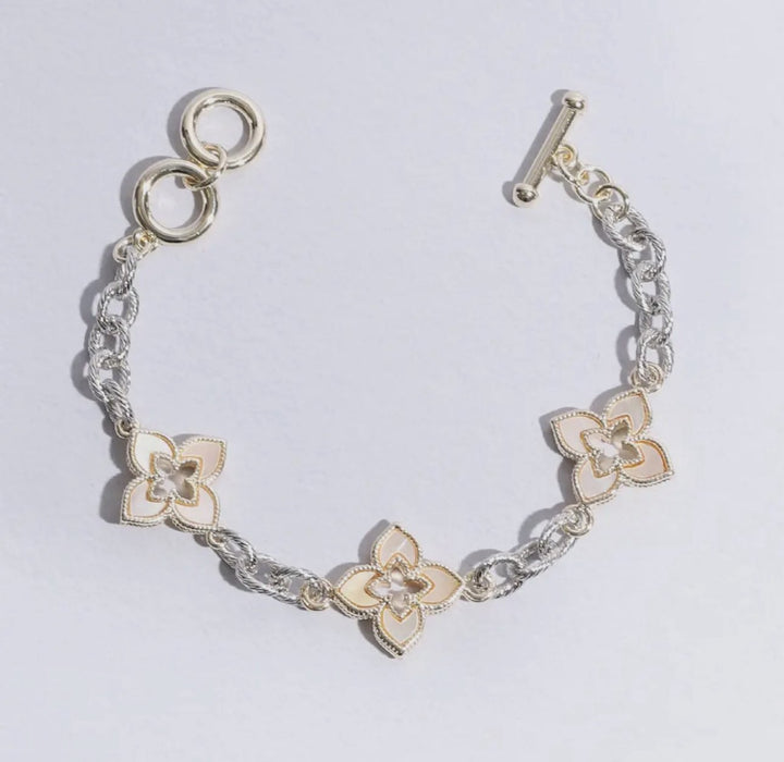 3 CLOVER PAVE LINK BRACELET