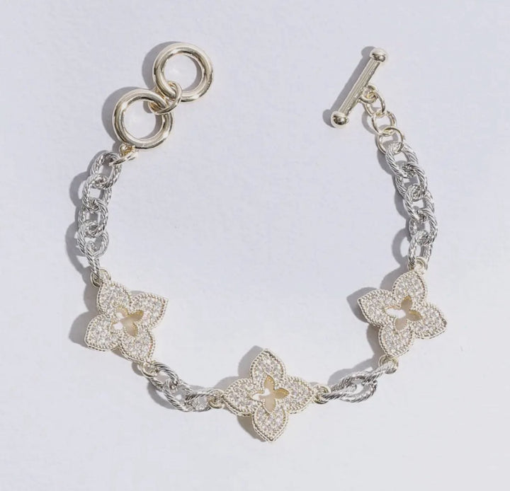 3 CLOVER PAVE LINK BRACELET