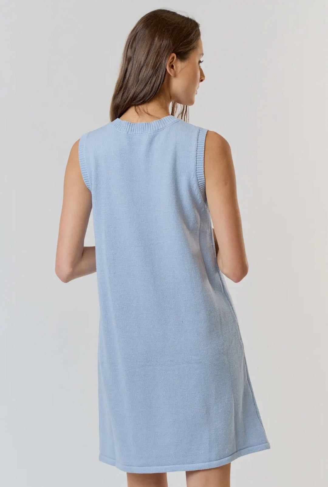 BLAIR FRONT BOW DETAIL MINI SWEATER DRESS-SKY BLUE