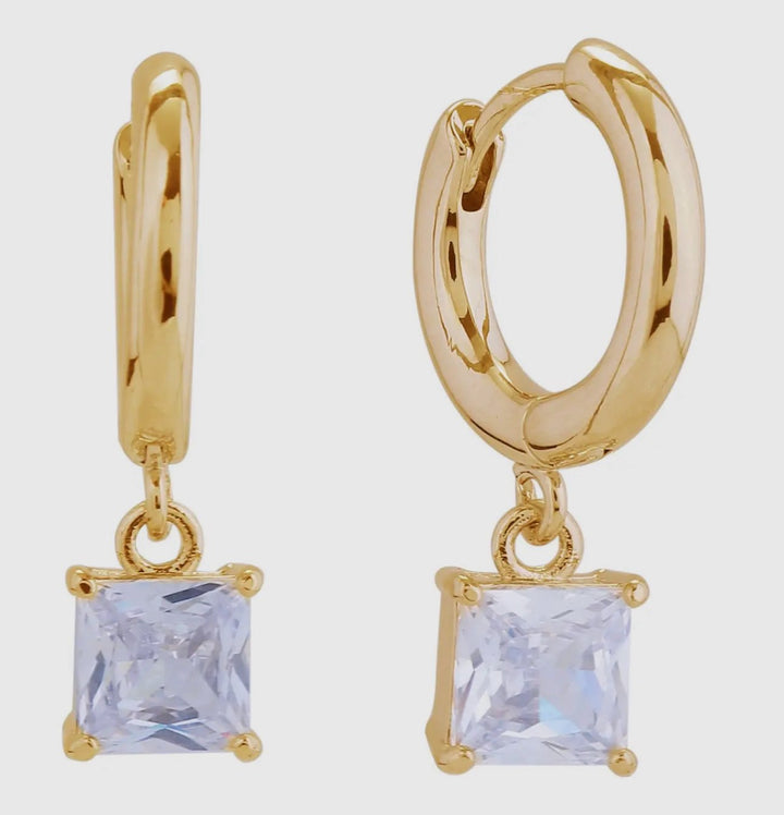 SHAWN GOLD CZ DANGLE EARRINGS