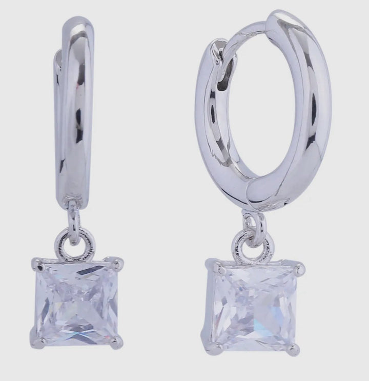 SHAWN SILVER CZ DANGLE EARRINGS