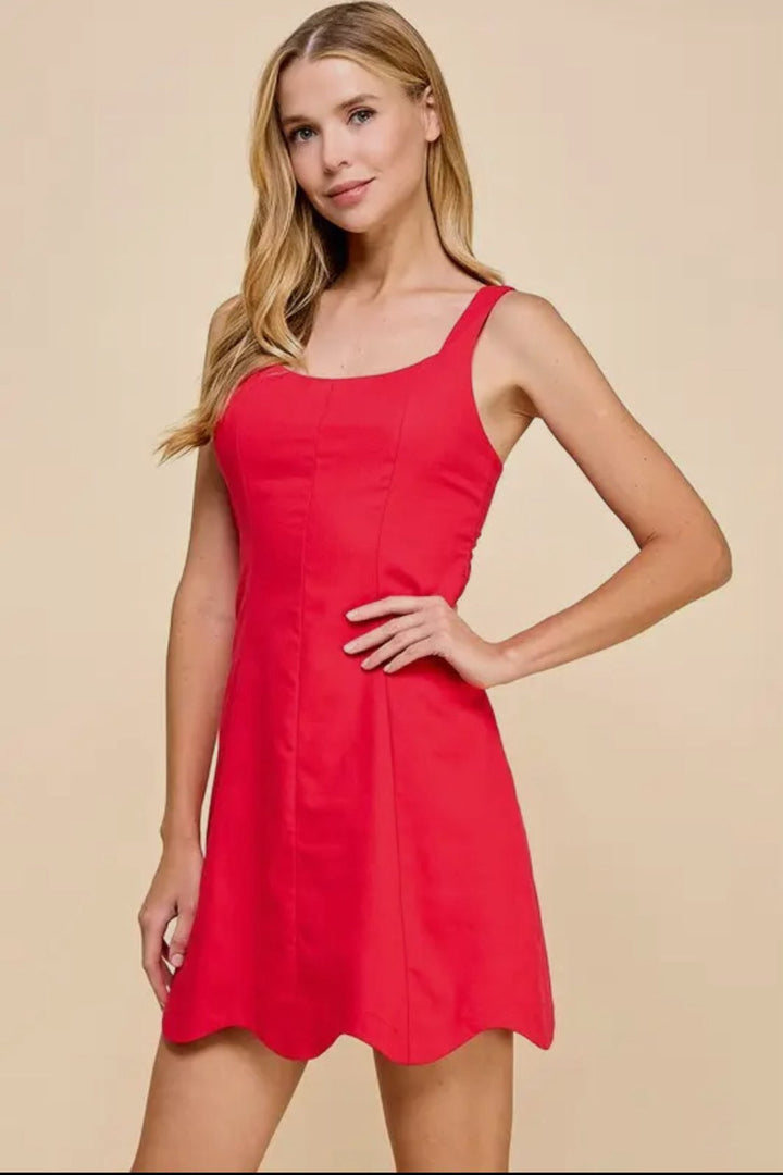 DREW SCOOP NECK DRESS-RED