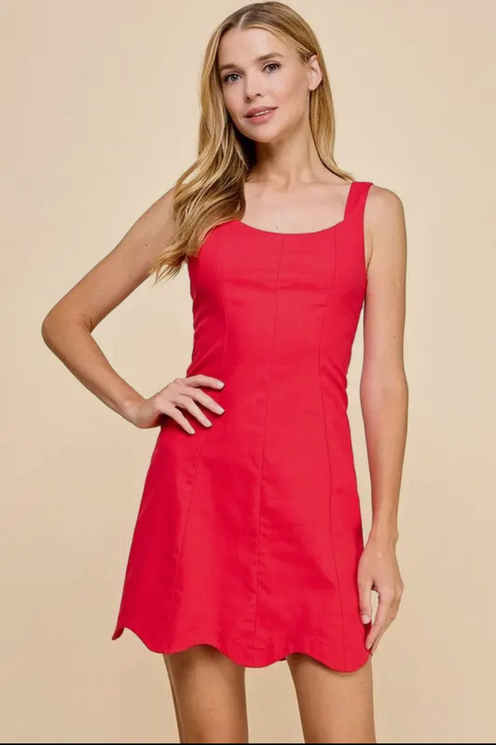 DREW SCOOP NECK DRESS-RED