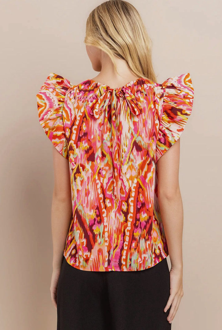 SOPHIA ABSTRACT PRINTED BLOUSE-PINK