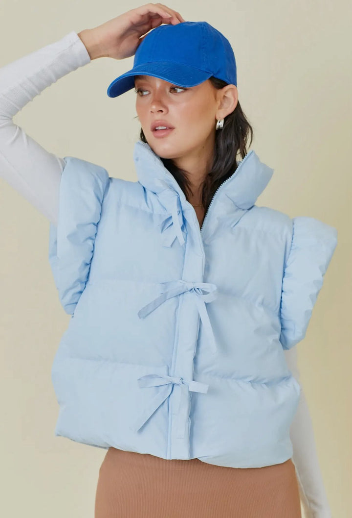 REAGAN RUFFLE PUFFER VEST-BABY BLUE