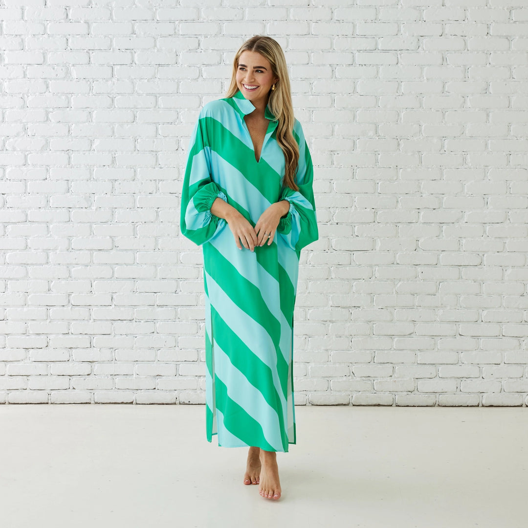 COCO CAFTAN-AQUA/GREEN