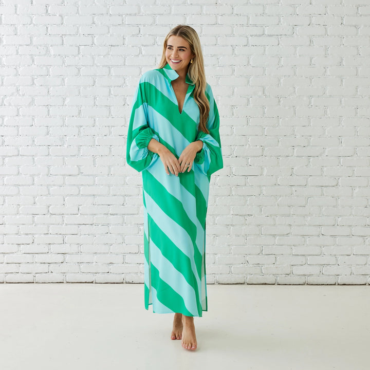 COCO CAFTAN-AQUA/GREEN