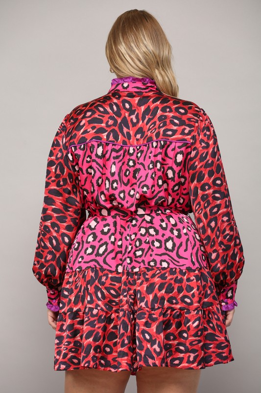 CURVE MULTI COLORED ANIMAL PRINT DRESS-PINK RED