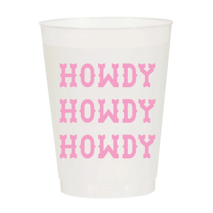 HOWDY PINK REPEATING FROSTED PARTY CUPS-RODEO