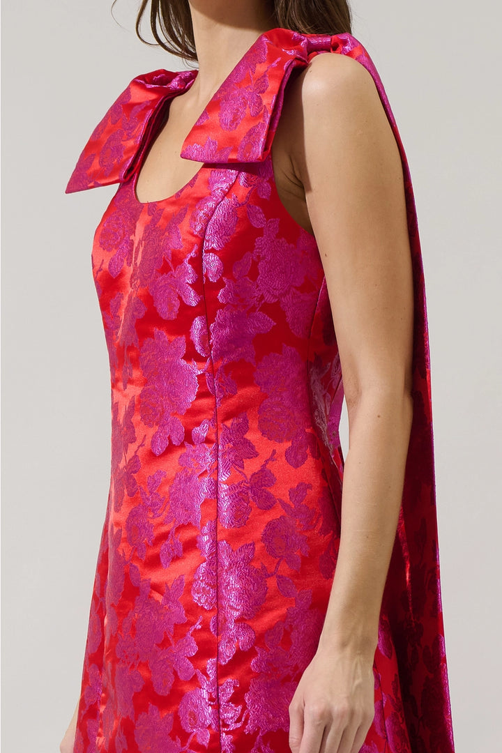 DUSON FLORAL HILL MINI DRESS-PINK/RED