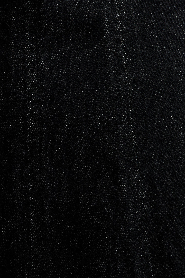 ROUND NECK DENIM MINI DRESS-BLACK