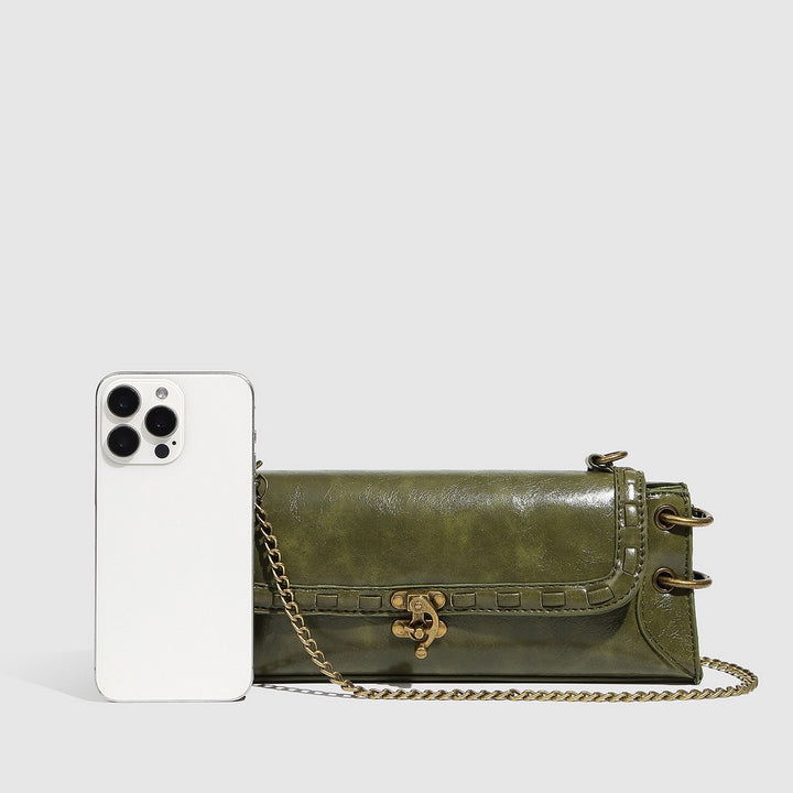 BRONZE LOCK CHAIN BAG-GREEN