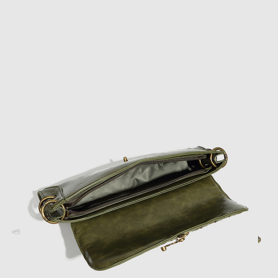 BRONZE LOCK CHAIN BAG-GREEN