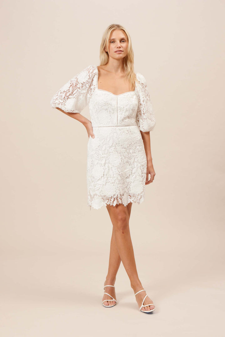 ELAINE FLORAL DRESS-WHITE