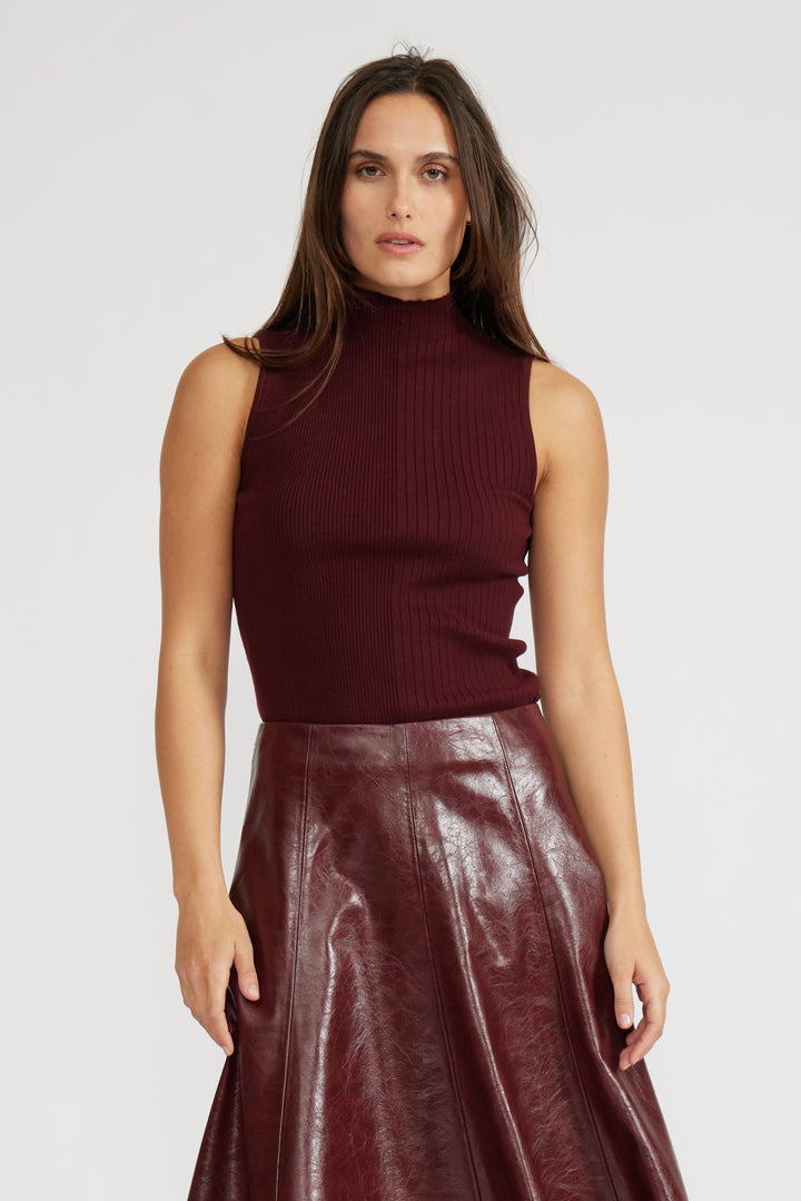 MARCEL KNIT TOP-BURGANDY
