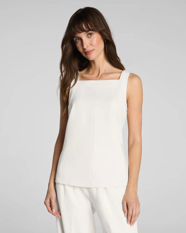 PONTE SQUARE NECK TANK-IVORY