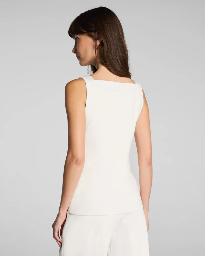 PONTE SQUARE NECK TANK-IVORY