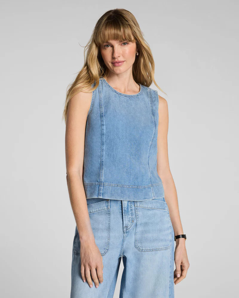 LIGHTWEIGHT DENIM SHELL TANK-SEASIDE BLUE