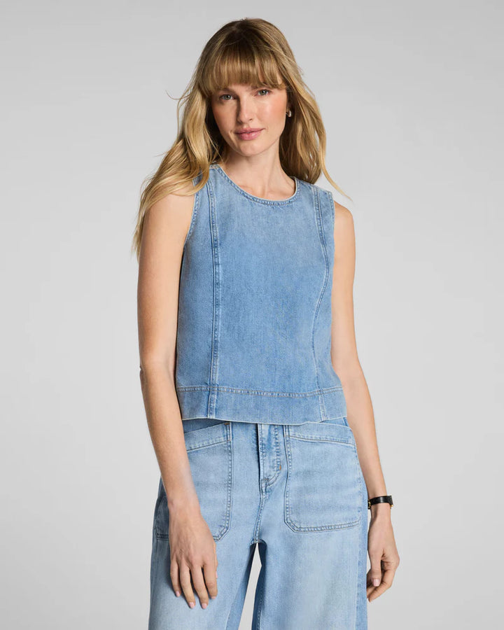 LIGHTWEIGHT DENIM SHELL TANK-SEASIDE BLUE
