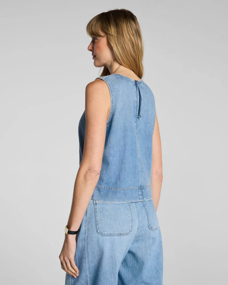 LIGHTWEIGHT DENIM SHELL TANK-SEASIDE BLUE