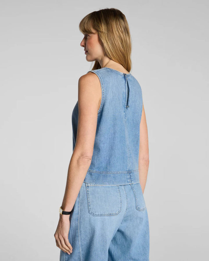 LIGHTWEIGHT DENIM SHELL TANK-SEASIDE BLUE