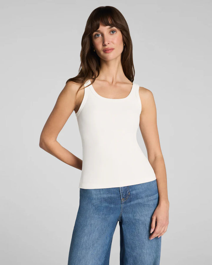 RIBBED KNIT SCOOP TANK-IVORY