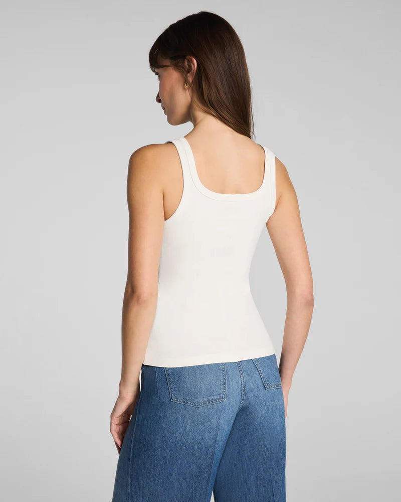 RIBBED KNIT SCOOP TANK-IVORY