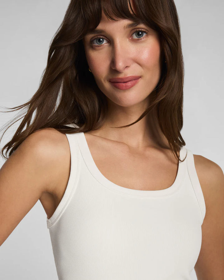 RIBBED KNIT SCOOP TANK-IVORY