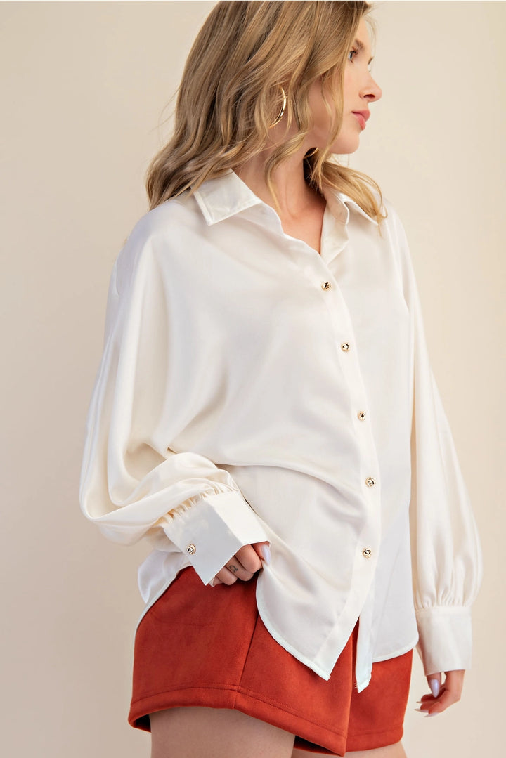 VOLUMINOUS SLEEVE BLOUSE-IVORY