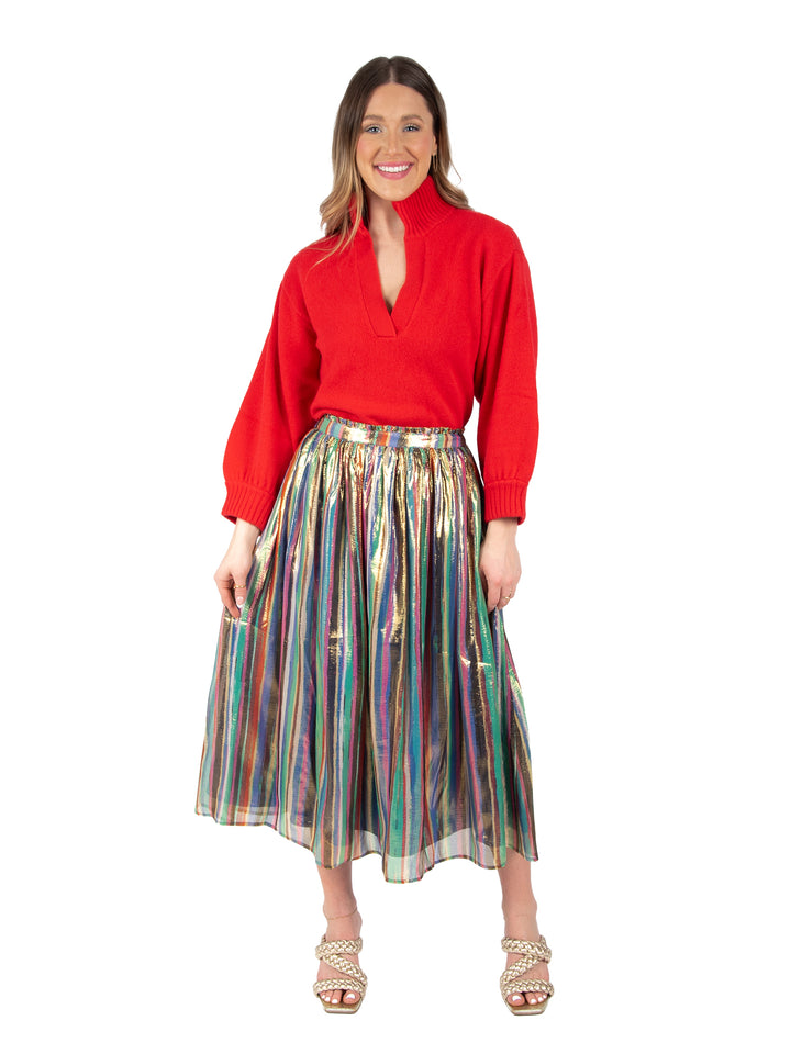 PLEATED MIDI SKIRT-TINSEL