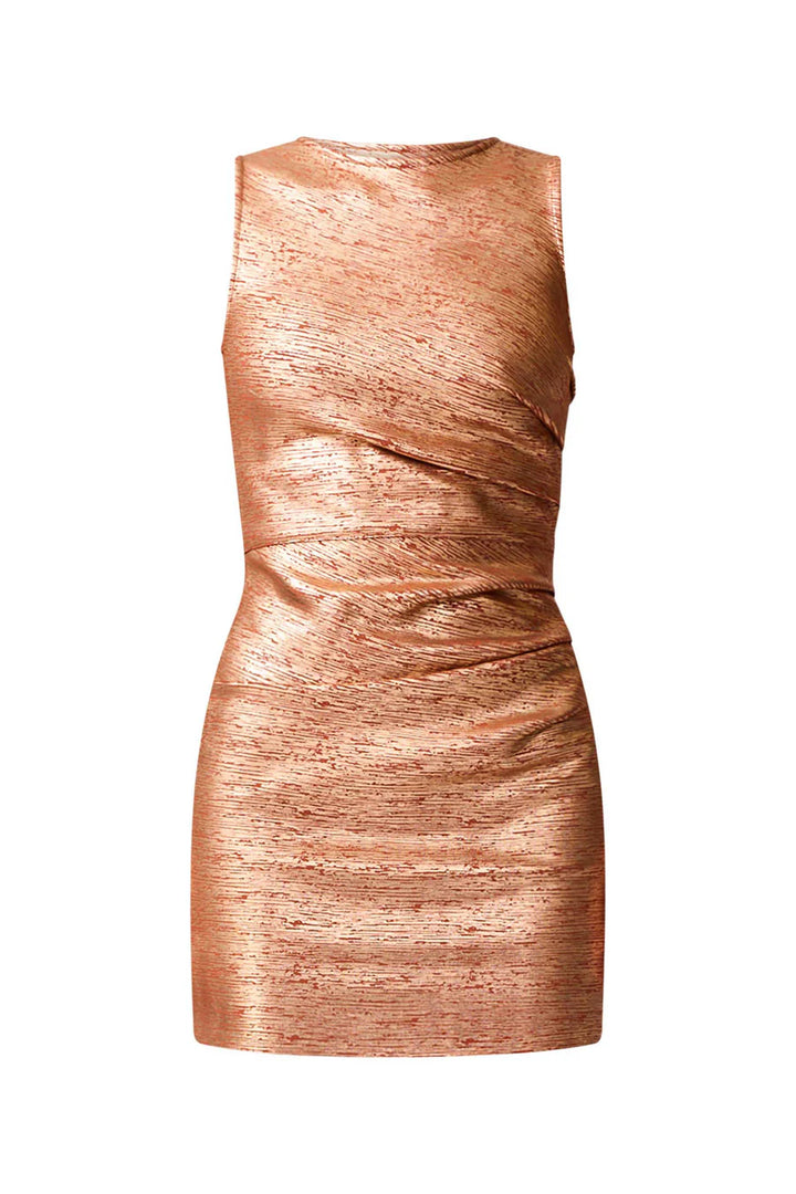 RHIAN FITTED MINI DRESS-RUST